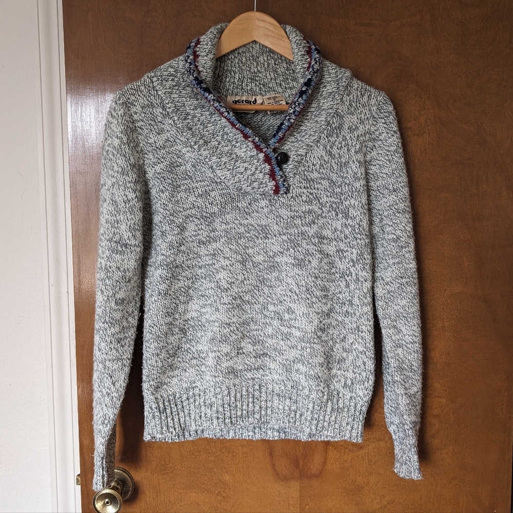 Vintage Gerard Works Gray Shawl Collar Pullover Sweater